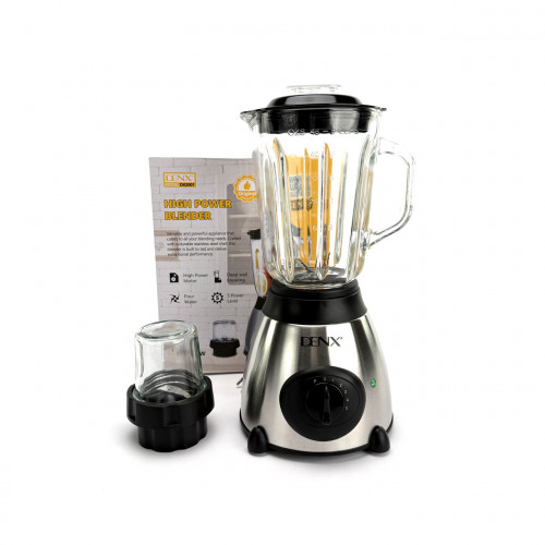 Блендер стационарный DENX DX2001 с чашей 1,5 л, стальной. Серебристый (DX2001)
