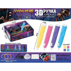 Дитяча 3D-ручка для малювання з екопластиком 3D-6-2 набір з трафаретами