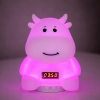 Детский аккумуляторный ночник “Коровка” с мягким LED-светом, RGB-подсветкой, встроенной Bluetooth-колонкой и электронными часами