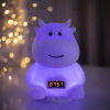 Детский аккумуляторный ночник “Коровка” с мягким LED-светом, RGB-подсветкой, встроенной Bluetooth-колонкой и электронными часами
