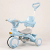 Блакитний Триколісний велосипед Baby Carriage 588 / Велосипед з батьківською ручкою і кошиком/Велосипед-коляска