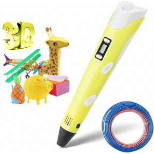 3d-ручка для дитячої творчості 3Dpen З Lcd Екраном Повний Набір Пластик Жовтий