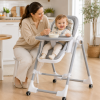 Стільчик для годування BabyChair з регульованою спинкою та столиком, шезлонг, колеса, складаний X-715 / Стільчик-шезлонг для годув