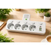 Мережевий адаптер 8625UL з нічником, 4 розетки + USB + Type-C (17559/MG) Білий