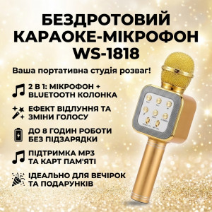 Караоке-мікрофон Bluetooth DM WS1818 з динаміками бездротова колонка мікрофон для співу Жовтий