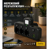 Розетка адаптер зарядний пристрій подовжувач AND 5378, мережевий фільтр з 3 розетками USB та Type-C, Чорний