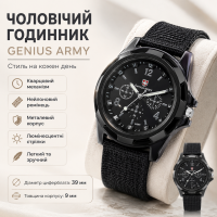 Чоловічий кварцовий наручний годинник Genius Army з нейлоновим ремінцем, металевим корпусом і люмінесцентними стрілками, спортивни