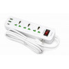 Мережевий фільтр-подовжувач AN WL-5 на 3 універсальні розетки та 3 USB-порти з кнопкою вмикання, білий