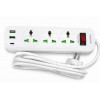 Мережевий фільтр-подовжувач AN WL-5 на 3 універсальні розетки та 3 USB-порти з кнопкою вмикання, білий