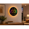 Часы настенные 6695R / Настенные часы круглые RGB с пультом / Календарь, температура, влажность