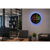 Часы настенные 6695R / Настенные часы круглые RGB с пультом / Календарь, температура, влажность