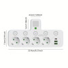 Сетевой фильтр-разветвитель 2500W, 4х220V, 2хUSB, 1хType-C, 8625UL, Белый / Настенный тройник с подсветкой