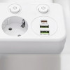 Сетевой фильтр-разветвитель 2500W, 4х220V, 2хUSB, 1хType-C, 8625UL, Белый / Настенный тройник с подсветкой