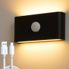 Настенный светильник с датчиком движения, от USB (9,8х5,5см) Черный / Аккумуляторный светильник на стену