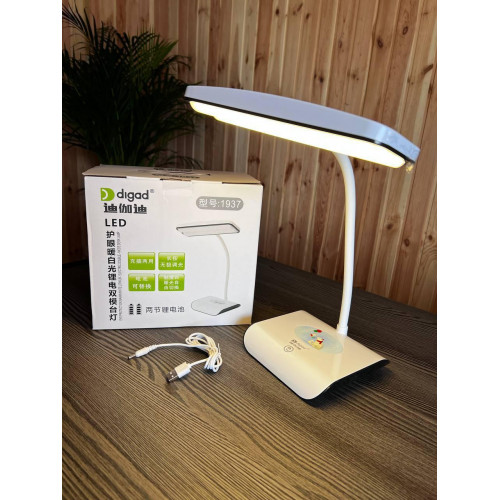 Настільна гнучка акумуляторна лампа digad 1937 з USB для роботи та навчання 48 LED 4W, біла