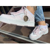 Жіночі кросівки NIKE DUNK, натуральна шкіра, білі з рожевими вставками