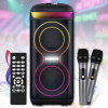 Портативна Bluetooth колонка 2х6.5" з 2 бездротовими мікрофонами та LED-підсвіткою ZXX-5505 40W