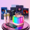 Портативна колонка-караоке + 2 мікрофони, Bluetooth, USB, TF, AUX, T7, Рожевий / Бездротова колонка / Блютуз колонка