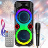 Портативна Bluetooth колонка 2х8" з дротовим мікрофоном і RGB підсвіткою ZQS8275 40W