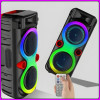 Портативна Bluetooth колонка 2х8" з дротовим мікрофоном і RGB підсвіткою ZQS8275 40W