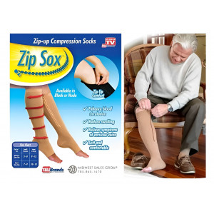Компрессионные гольфы на молнии Zip Sox уменьшение отечности ног бежевый S/M