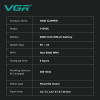 Акумуляторна машинка для стриження VGR V-640C BLACK, 6 насадок, LED-дисплей, 9000RPM