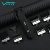 Акумуляторна машинка для стриження VGR V-640C BLACK, 6 насадок, LED-дисплей, 9000RPM