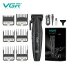 Акумуляторна машинка для стриження VGR V-640C BLACK, 6 насадок, LED-дисплей, 9000RPM