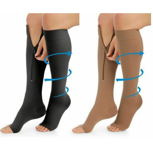 Компресійні гольфи для фіксації щиколоток Zip Sox S/m черный и бежевый