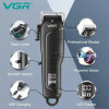 Машинка для стрижки волосся VGR V-683 LED-дисплей акумуляторна 4 насадки 10W Black