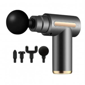 Массажер мышечный ручной Massage Gun Аккумуляторный перкуссионный Массажный 4 насадки для рук ног шеи