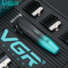 Акумуляторна машинка для стрижки VGR V-003, 6 насадок, TURBO режим, керамічне лезо, LED