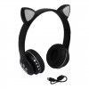 Бездротові дитячі Bluetooth-навушники з вушками та підсвіткою Cat-23M Чорний