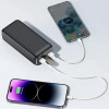 Повербанк Awei J111B 50000 mAh, 22.5W — портативний зовнішній акумулятор з швидкою зарядкою, 3 виходи, Li-Pol, чорний