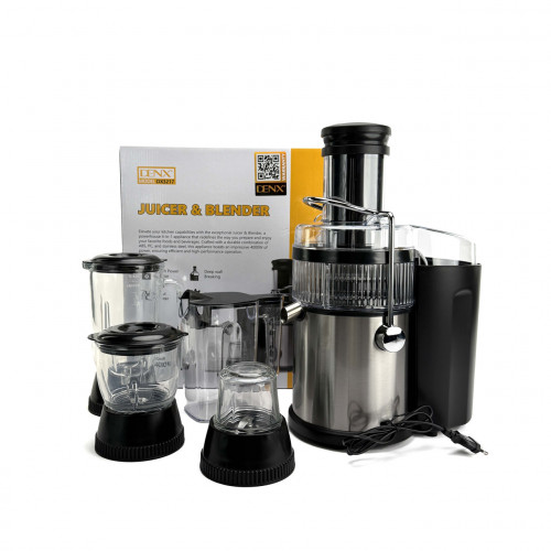 Многофункциональная соковыжималка и блендер DENX DX3217, 4000 Вт. Серебристый (DX3217)