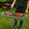 Переносний мангал із решіткою 80х78х30 см, BARBECUE TRAY 770SS, Сріблястий / Барбекшниця / Розкладний мангал барбекю