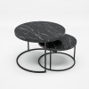 Набор журнальных столиков Solme Homepaketo 2 в 1 Marble Black, круглые кофейные столики 75 см и 60 см с мраморной столешницей