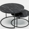 Набор журнальных столиков Solme Homepaketo 2 в 1 Marble Black, круглые кофейные столики 75 см и 60 см с мраморной столешницей