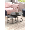 Набор журнальных столиков Solme Homepaketo 2 в 1 Marble Black, круглые кофейные столики 75 см и 60 см с мраморной столешницей
