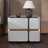 Приліжкова тумба з сенсорною LED-підсвіткою, USB та Bluetooth SZXF01, з екошкіри, біла