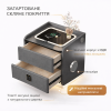 Смарт-тумба горющая YJXF01 Grey с сейфом, LED-подсветкой и USB портами (Серая экокожа / Закаленное стекло)