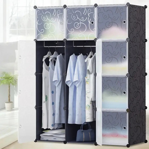 Пластикова складана шафа Storage Cube Cabinet «МР 312-62» Чорна (110х37х146см)
