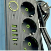 Сетевой фильтр питания UA Power Socket F09U на 185 см 3 розетки +4USB +Type-C Port , сетевой удлинитель