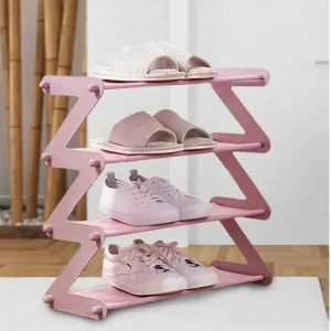 Полиця-стійка-органайзер для взуття на 4 полиці Shoe Rack Amazin рожева