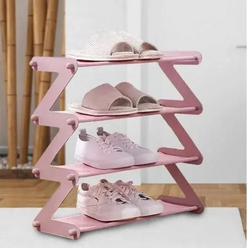 Полиця-стійка-органайзер для взуття на 4 полиці Shoe Rack Amazin рожева