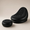 Надувне крісло з пуфиком 2в1 (116х98х83 см, до 100 кг) Air Sofa + насос, Чорний / Надувний велюровий диван із пуфом