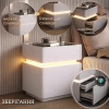 Тумба из экокожи XXF02 Белая с LED подстветкой, сейфом, беспроводная зарядка, Bluetooth-аудио 40х40х51