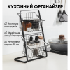 Кухонний металевий органайзер Storage Rack, двоярусна полиця 39×28×18 см, чорний