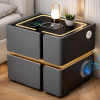 Розумна приліжкова тумба SZXF01 з Bluetooth-колонкою, USB і сенсорною підсвіткою, 2 шухляди, МДФ/екошкіра, сіра