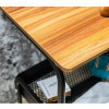 Этажерка на колесах 3 яруса 43×30×77 см черная M50287-BL, металлическая тележка-органайзер с полками и столешницей под дерево